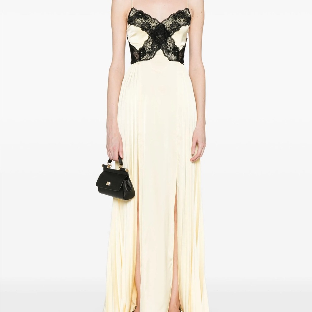 Self-Portrait Cream and Black Lace Maxi Dress